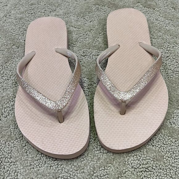 NWOT Mossimo Supply Co. S 6-7 Gold Glitter Sandals with Khaki Base for Summer! - Picture 1 of 6